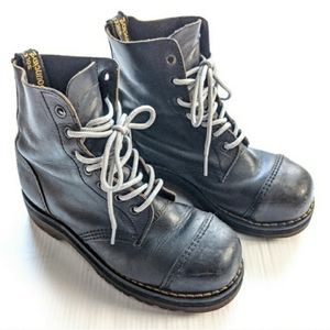 DOC MARTENS chunky distressed steel toe boots